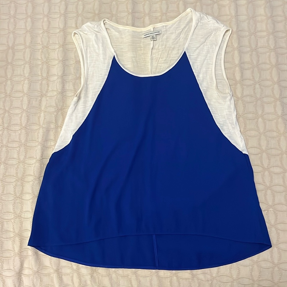 American Eagle Outfitters blue and cream colored tank top
